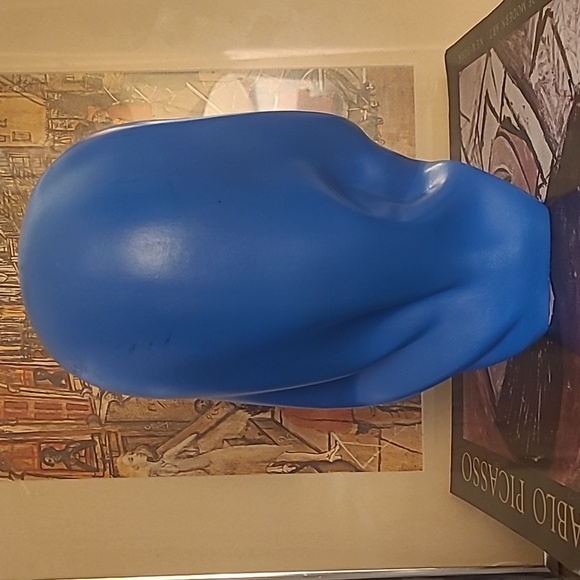 RARE MARWAL CHALKWARE WOMAN BUST WEARING BLUE HEAD DRESS - Picture 3 of 7